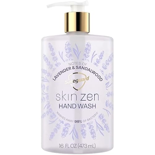 Safeguard Liquid Hand Soap, Skin Zen, Washes Away 99% Bacteria, Made with Natural Moisturizers & 2X Skin Conditioners, Safeguarding Families, PH Balanced Formula, Lavender & Sandalwood Scent, 16 oz