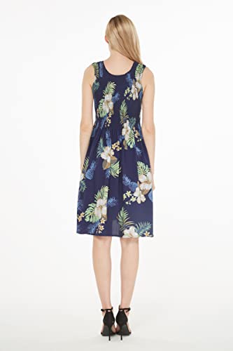 Image of Matchable Family Hawaiian Luau Men Women Girl Boy Clothes in Pineapple Garden Navy