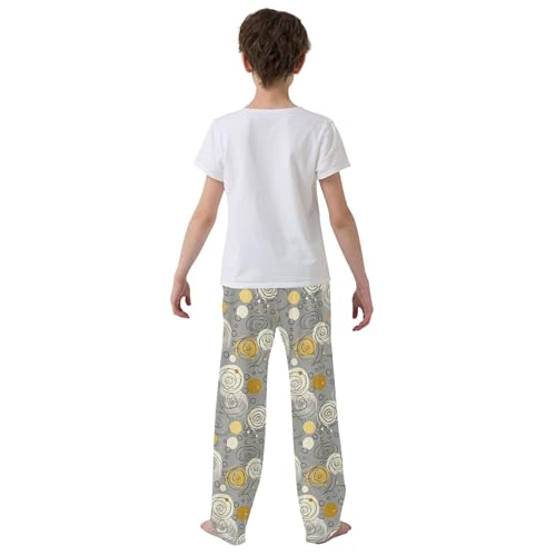 Boho Bohemia Long Pajama Pants Elastic Waist PJ Bottoms with Pockets S A1107694