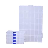 ECROCY Pack of 5 Plastic Storage Box with Adjustable Dividers for Beads, Jewelry,Tools and Fishing Lures(1pc Organizer Box with 36 Grids & 4pcs Box with 10 Grids)
