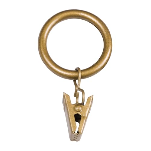Kenney Clip Rings for 1" to 1-1/4" Diameter Curtain Rods, Gold, 14-Pack