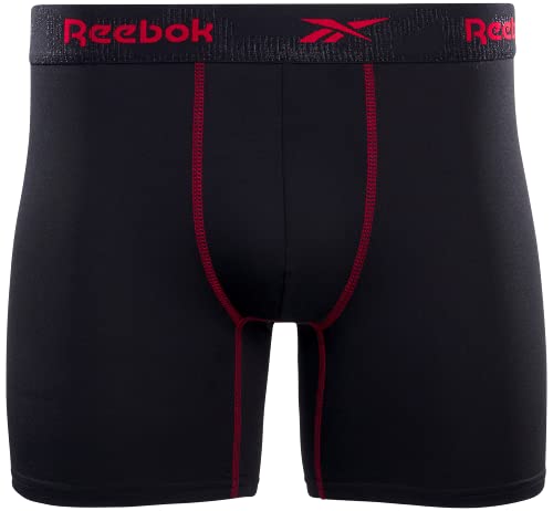 Reebok Men's Active Underwear - Sport Soft Performance Boxer Briefs (4 Pack), Size Large, All Black #TOP3