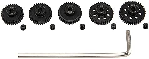 5Pack ShareGoo Steel 48P 3.175mm Pinion Gear Sets 33T 34T 35T 36T 37T fit 3.175mm (1/8-Inch) Shaft Compatible with Arrma HPI Kyosho Losi Axial Traxxas Tamiya Associated 1/10 RC Car Monster Truck Buggy