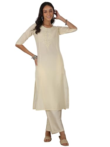 Image of Libas Womens Yoke Design Cotton Straight Kurta for Women Suit