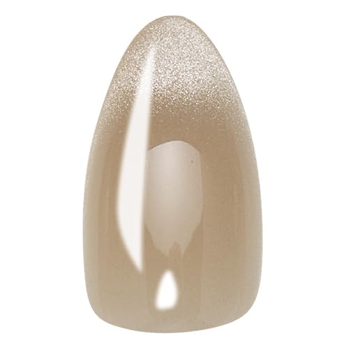Glamnetic Press On Nails - MaDamn | French Tip UV Finish Short Pointed Almond Fake Nails, Salon Quality Semi-Transparent Nails in 12 Sizes - 24 Nail Kit with Glue