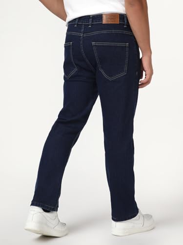 Image of Urbano Fashion Men's Straight Fit Heavy Washed Denim Jeans Stretchable