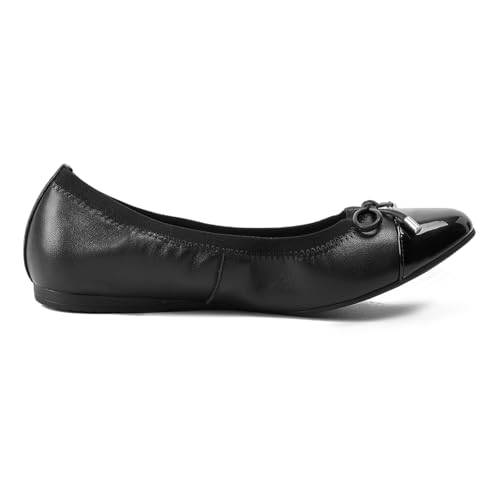 Women's Flat Black Round Toe Business Casuals Shoes Bow-Decorated Low Heels Dress Shoes for Women3