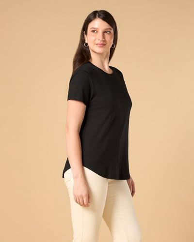 Image of Wellbi Bamboo Women's Tshirt - Ultra-Soft, Breathable & Sustainable | Premium Cotton Blend for Supreme Comfort | Stylish & Eco-Friendly T-Shirt for Women | Tshirt Women Cotton