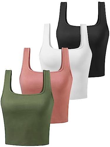 Image of Joviren Crop Tank Tops for Women Workout Cropped Athletic Shirts