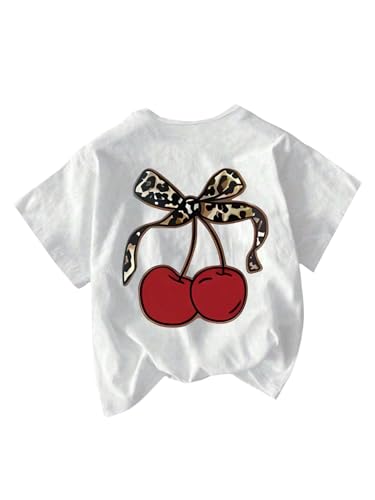 Image of RoseSeek Girl's Geometric Star Graphic Tee Tops Casual Summer Short Sleeve Crew Neck T Shirt