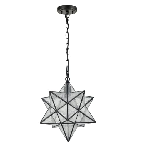 Image of CLAXY 14 inch Moravian Star Pendant Light Seeded Glass Star Lights