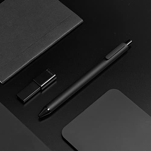Kaco Gel Ink Pens Aesthetic School Office Supplies Stationary Retractable Refillable 0.5Mm Fine Point (Pure, 10 Pieces Black Ink - Black Barrel) #TOP1