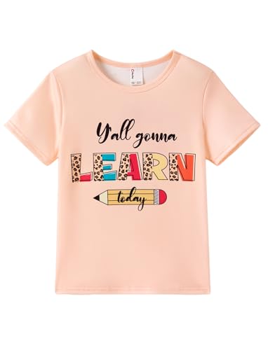 Image of PATPAT Girls Crewneck Short Sleeve Graphic Tees Animal Print Shirts Cute Summer Outfits 5-12 Years