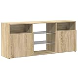 TV-Schrank mit LED-Leuchten, Weiß, 120x30x50 cm, Entertainment Center TV-Schrank, Wohnzimmer Sideboard, Medieneinheit, Aufbewahrungsschrank (Sonoma-Eiche)