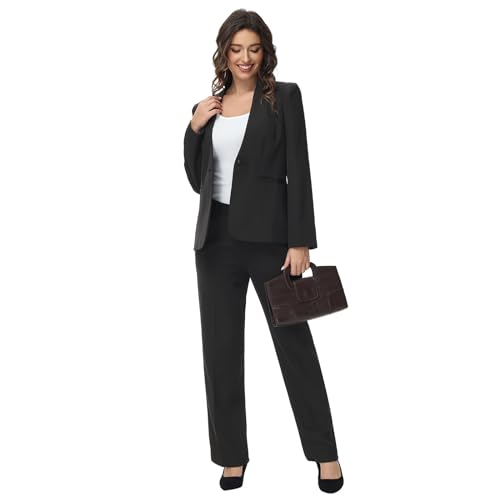 Lamgool Womens Pant Suit 2 Pieces Business Casual Outfits Lady's Blazer Jacket and Pants Set for Work - Main Image