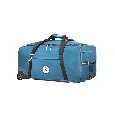SCUBAPRO Sport 105 Wheeled Dive Bag with Telescopic Double-Bar Tow Handle, Carry Handles and Double Duffel Straps for Scuba Diving Gear, Denim Blue Color Fabric