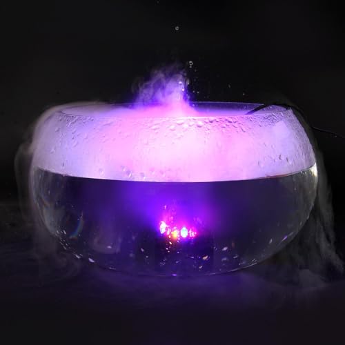 Qcwwy Mister Fogger, 12 LED Mini Nebelmaschine mit Licht Farbwechsel Zimmerbrunnen Nebelmaschine Fogger Zimmerbrunnen Zubehör für Wasserspiel Halloween Weihnachtsfeiertagsdekorationen