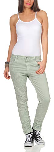 Karostar Jean stretch moderne pour femme, pantalon chino boyfriend skinny 62 - Vert - W46 Cover