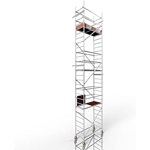 ALTEC Rollfix® 2.0 800 | 8m Arbeitshöhe | bremsb. Lenkrollen (Ø150mm) | Wandanker | Made in Germany | TÜV | belastbar 200kg/m² | Norm - DIN EN 1004-1 | Modulares Arbeitsgerüst | Alu-Gerüst Cover