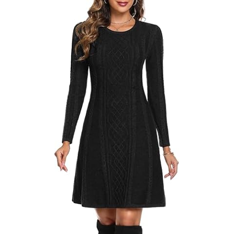 Aottori Long Sleeve Knitted Jumper Dress Cover