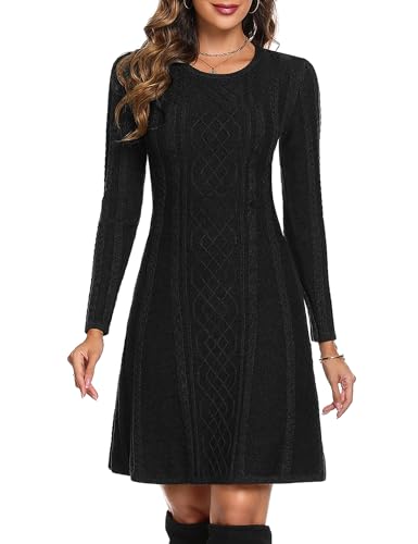 Aottori Robe Pull Femme Hiver Décontractée Tricotée Robe Pull Elegant