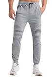 Onfettic Jogginghose Herren Hosen Trainingshose Joggers Elastische Kordelzug Sporthose Slim Fit Hose Freizeithose mit Taschen(Hellgrau,L)
