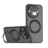 GIOPUEY Cover Magnetica per Realme GT7， Compatibile con MagSafe， con Supporto Girevole a 360°, PC+TPU Finitura Antiurto Protettiva Cellulare Custodia - Black
