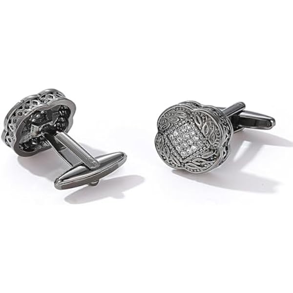 Men'S Cufflinks Round Zircon Gold Silver Gray Square Shirt Sleeve Nails Business Casual Shirt(Gray-As Show)