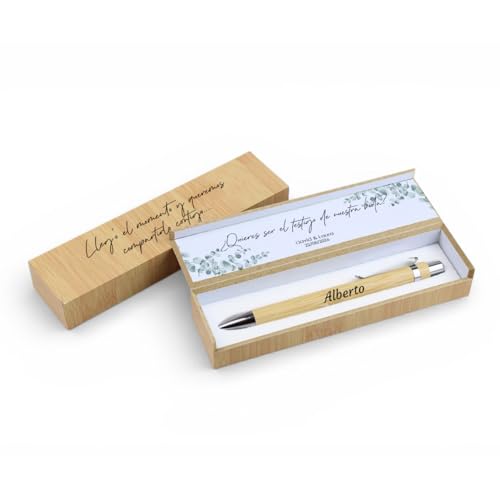 Bolígrafo Personalizado Testigo Boda con Nombre y Texto con Dedicatorio Madera Bambu, Regalos Originales amigo amiga novio novia Bolígrafo Personalizado Testigo Boda con Nombre y Texto con Dedicatorio Madera Bambu, Regalos Originales amigo amiga novio novia