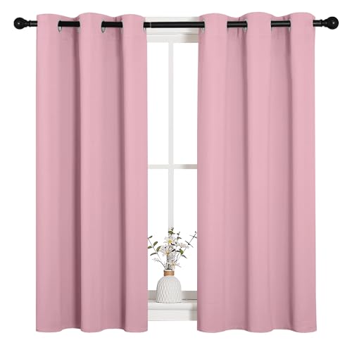 Image of NICETOWN Bedroom Curtain Panels Blackout Draperies, Thermal Insulated Solid Grommet Blackout Curtains /Drapes (Crystal Pink, 1 Pair, 34 by 45-inch)