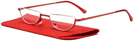 Viseng Half Frame Reading Glasses for Women Men Slim Half Moon Lens Readers Metal 2 pack Semi Rimless eyewear