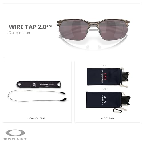 OAKLEY Wire Tap 2.0 OO4145 Rectangle Sunglasses for Men+ Bundle Accessory Leash Kit, Microfiber Pouch2