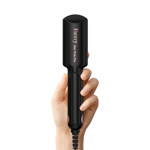 FARERY piastra capelli piccola, mini piastra da capelli corti e Lunghi, Piastre da viaggio compatte e leggere, doppia tensione, riscaldamento rapido, ampia piastra in ceramica, nera