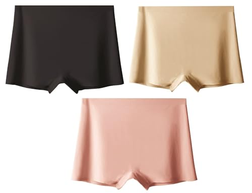 Image of LOURYN KOULYN Women's Ice Silk Seamless Boyshort Panty, (Pack of 3 Panty)