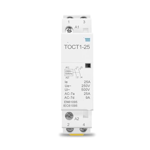 Contacteur domestique 2P 25A 24V 220V rail DIN relais monophasé 1NO 50/60HZ