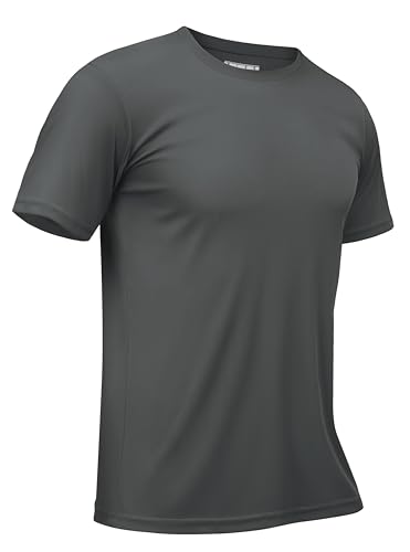 Image of TACVASEN Gym T Shirts Men Polyester Quick Dry UPF 50+ Swim Top Active Sports Running Work Casual Tee Dark Grey,S