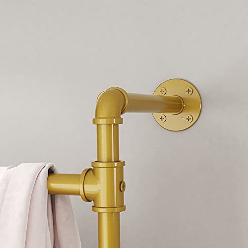 Mairhk Metal Industrial Pipe Clothing Garment Rack Wall Mounted Heavy Duty Closet Storage Rod Vintage Commercial Clothes Racks For Hallway Retail Boutique (Gold) #TOP5