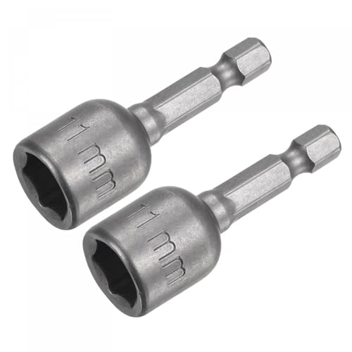 TA-VIGOR 2Pcs 1/4 Quick-Change Hex Shank, 11mm Magnetic Nut Setter Driver Drill Bit, 48mm/1.89 Inch Length, Metric for Machine Maintenance, Furnitures, Woodworking, Auto Repairing