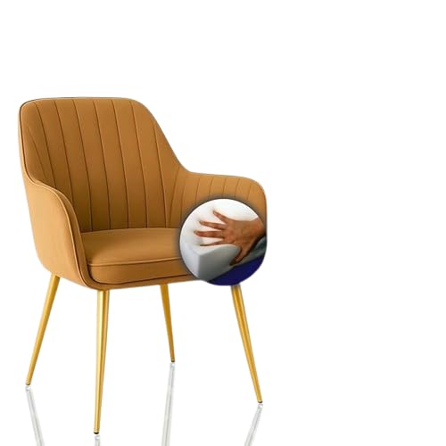 Image of Toxigo Velvet Office and Garden Area Outdoor Chairs | Cushion Seat Chair with Pillows for Modern Contemporary Upholstered with Polished Rosegold Metal Designer Piece | Set of 2 (Light Brown)