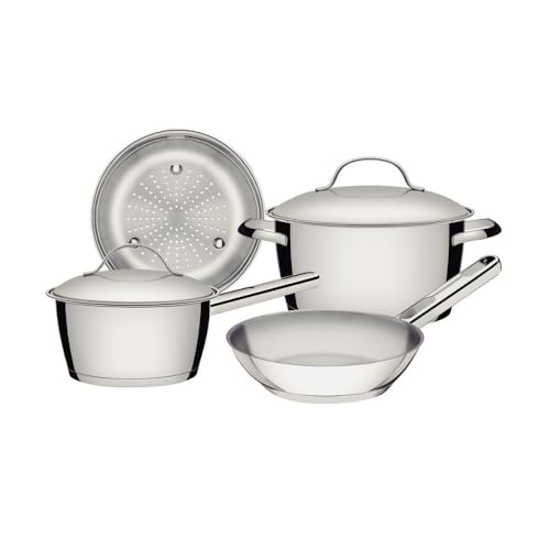 Jogo de Panelas Tramontina Allegra em Aço Inox com Fundo Triplo 4 Peças