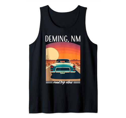 Deming, NM, EE. UU., diseño retro de carretera, nostálgico, vintage Camiseta sin Mangas