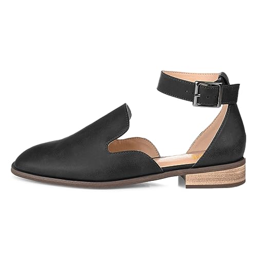 miss left Women's Ankle Strap Roma Sandal Closed Round Toe D'Orsay Flats Cork Stacked Low Heel Casual Travel Daily Wear Shoes Size 4-16 US2