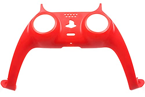 Gamepad Decorative Strip Skin Case Cover — Faceplate Replacement Repair Parts for PS5 Controller Shell Game Controller, Handle Front Middle Housing Shell (Red)
