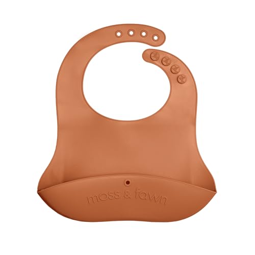 Gather & Roll Bib - Washable Waterproof Silicone Baby Feeding Bib - BPA, Lead, & PVC-Free