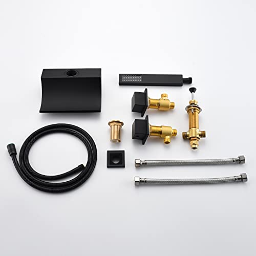 Sumerain Black Roman Tub Faucet Waterfall Bathtub Faucet With Hand Shower, High Flow Rate #TOP6