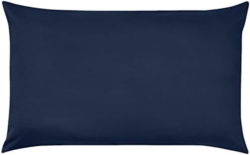 Amazon Basics Microfibre Fitted Sheet, King, Navy Blue & Microfibre Pillowcases, Navy Blue  Set of Two
