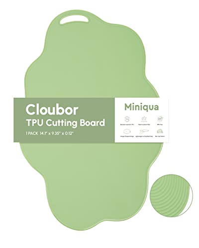 Miniqua Cloubor Tpu Cutting Board, Scratch Resistant Flexible Chopping Boards With Juice Grooves Easy-Grip Handle, Double-Sided Use Non-Slip Table Mat For Kitchen, Dishwasher Safe (Pea Green) #TOP2