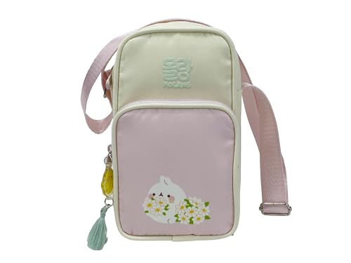 Molang sac à main rose fleuri avec ses accessoires officiels pour enfant