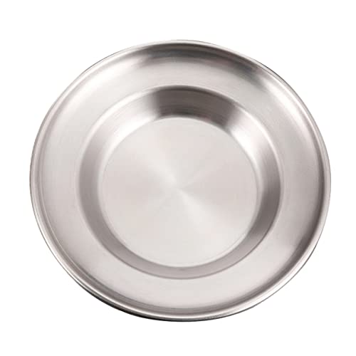 Holibanna Plato de acero inoxidable servicio vajilla Lámina bandeja de postre adulto plato para servir bandejas para servir placas para servir platos para la cena platos de aperitivo Plata