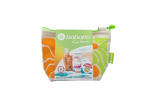 Babaria - Neceser Solar Rosa Mosqueta Formato Viaje | Protector Solar Facial SPF50+ Antimanchas y Protector Capilar | Hidratación y Protección | Resistente al Agua
